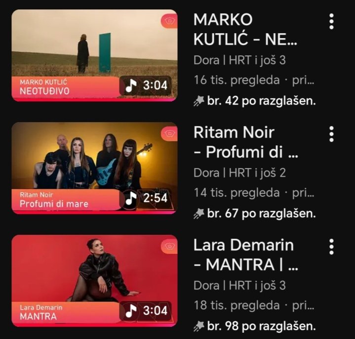 _andrej45's tweet image. Lajkam na YouTubeu pjesme Dore '26. Sve 24 pjesme sam poslušao i nikad se tako u vezi Dore nisam pozitivno iznenadio. Ljudi uvijek imaju običaj rugati se i kritizirati (nekad i s razlogom), ali ove godine ima stvarno jako zanimljivih glasova i pjesama. Možda najbolja Dora ikad.