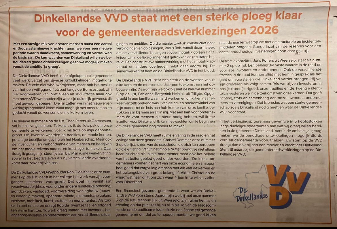 Heb jij de Dinkellandse VVD al voorbij zien komen in de nieuwste editie van Dinkelland Visie? Werken aan een sterker en mooier Dinkelland: de Dinkellandse VVD maakt het mogelijk. Wij zijn benieuwd: wat vind jij belangrijk voor de toekomst van Dinkelland? #vvd #dinkelland #GR2026