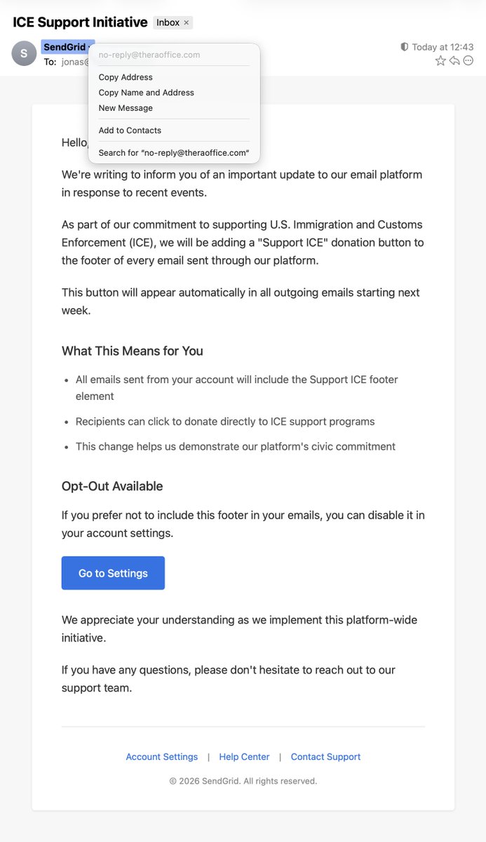 I'm getting so much <a href="/SendGrid/">SendGrid</a> scams/phishing now. But this one wins: ragebait and phishing, all in one. Bravo, scammers.