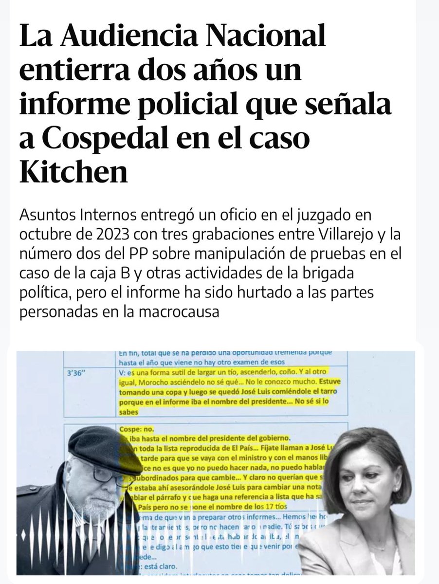 El juez Piña, de la Kitchen, que vuelve a impedir la imputación de Cospedal por grabaciones con Villarejo, es el mismo que abre diligencias a Zapatero, por un bulo. 

Del “cajón” con García-Castellón a la “pieza cerrada” con Piña 👇🏽

Contexto rápido: Kitchen investiga la