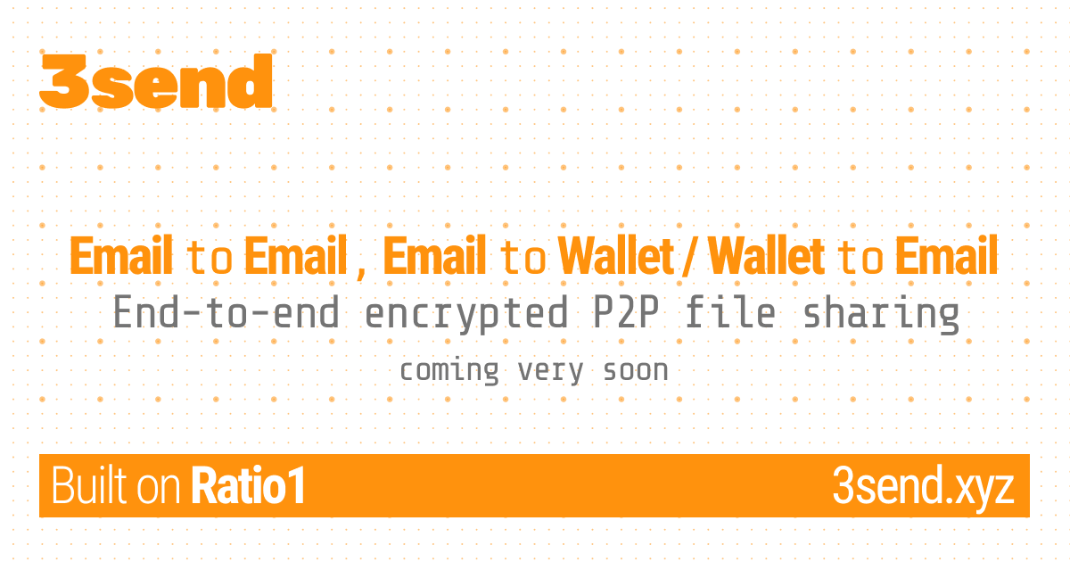 3send is expanding encrypted file sharing beyond wallets.

Coming very soon:
Email ↔ Email
Email ↔ Wallet
Wallet ↔ Email

The same end-to-end encrypted, peer-to-peer guarantees - now accessible even when one side isn’t using a wallet.

Same privacy. Same sovereignty. More