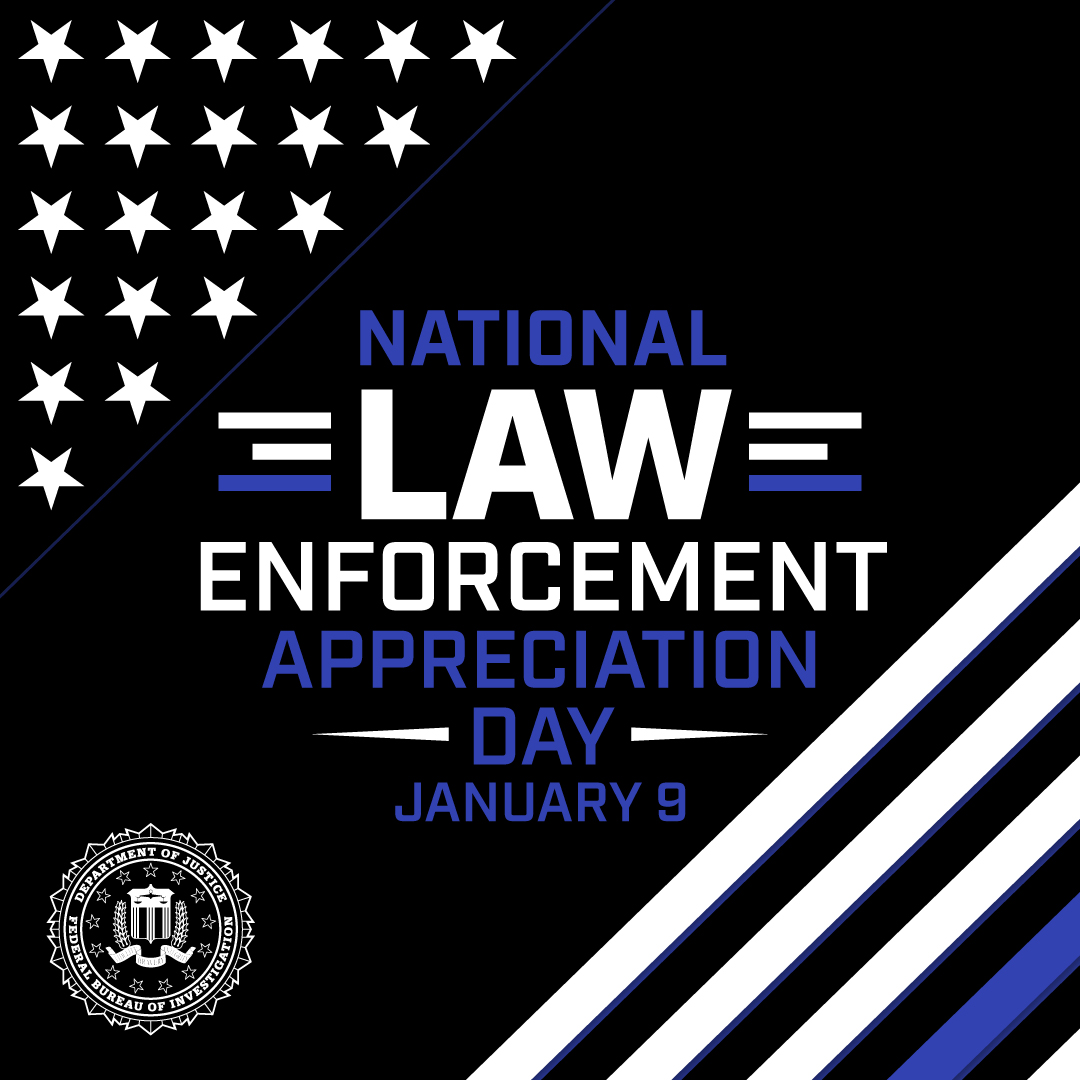 FBIAlbany's tweet image. The FBI proudly recognizes National Law Enforcement Appreciation Day and honors the courage, dedication, and sacrifice of #LawEnforcement personnel nationwide. Thank you for your #partnership and service to protecting communities. #ProtectAndServe