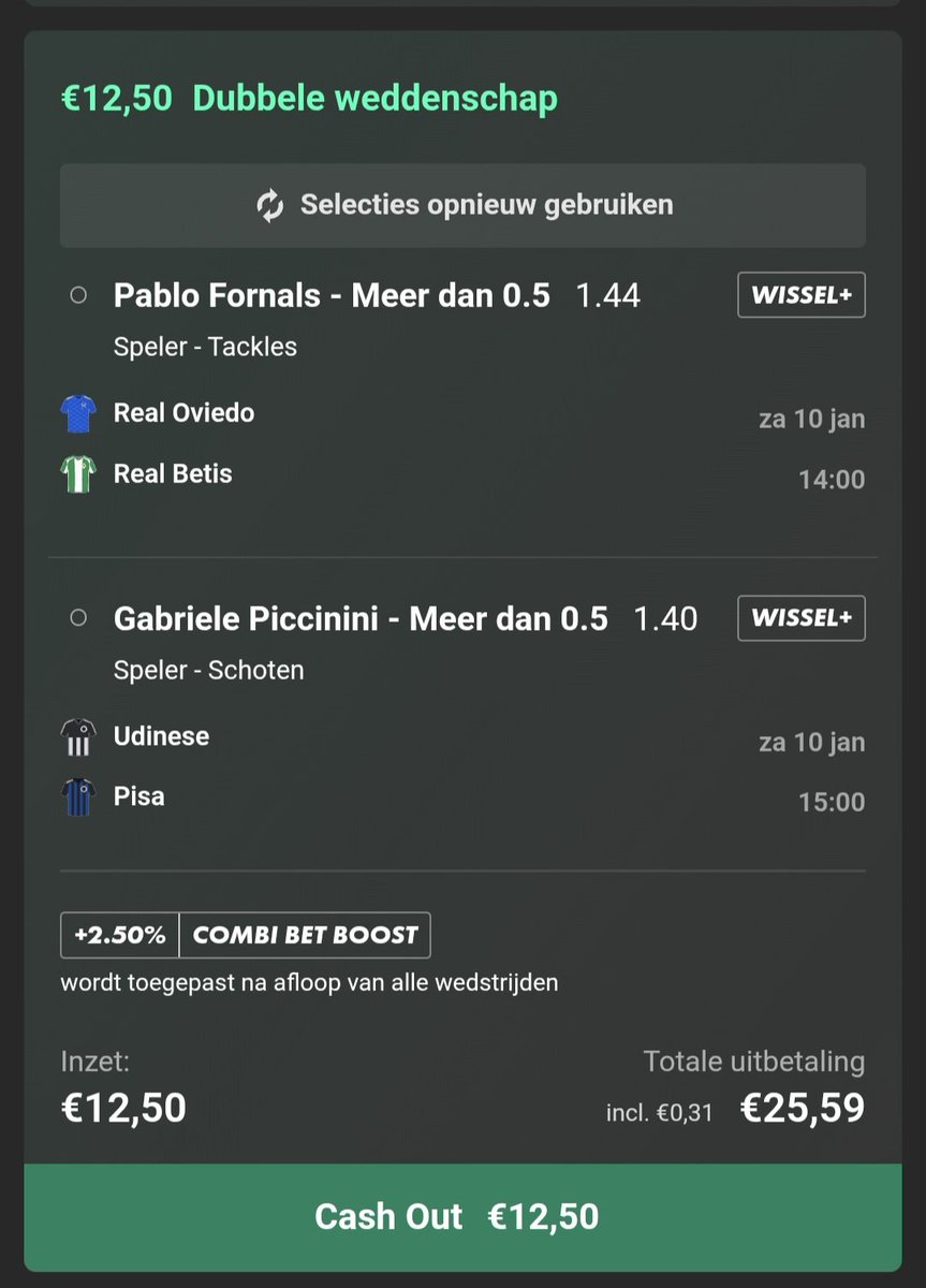 BetsConStats's tweet image. Laliga Serie A double! 🇪🇸🇮🇹
10/1/2026

Pablo Fornals tackles in his last 12 games:
2,1,1,2,1,1,1,2,3,1,1,0 (11/12) 

And 18/20 games with &amp;gt;0.5 tackles.

Piccinini shots in all Serie A starts:
3,1,1,2,1 (5/5)

All stats by @StatsHubCom