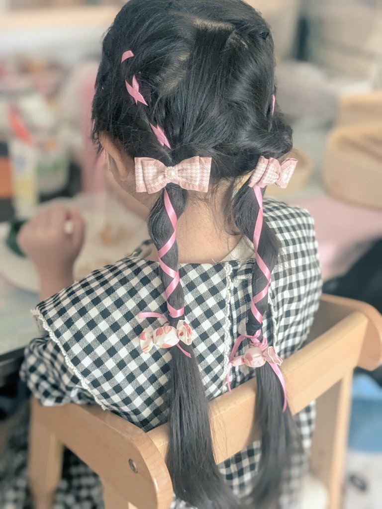 pasomasooo's tweet image. 今日の娘の髪型🎀
自炊記録🍳✍️