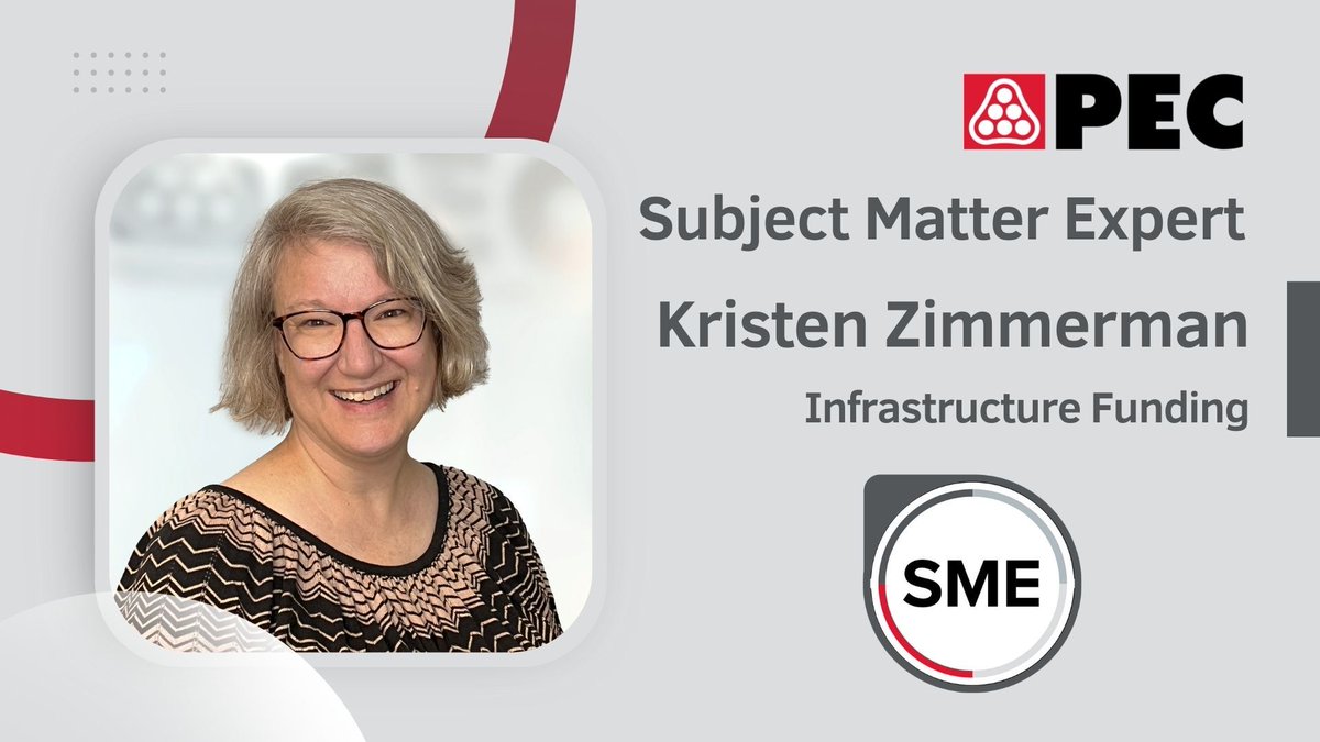Meet Kristen, PEC's subject matter expert on infrastructure funding. She partners with clients and project managers to turn priority infrastructure projects into reality. Have a project in mind? Connect with Kristen to make it happen: na2.hubs.ly/H02RV_w0