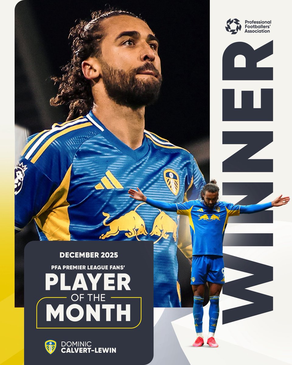 PFA's tweet image. A six-game scoring streak 🔥

Dominic Calvert-Lewin’s clinical edge makes him your PFA Premier League Fans’ Player of the Month for December 🏆