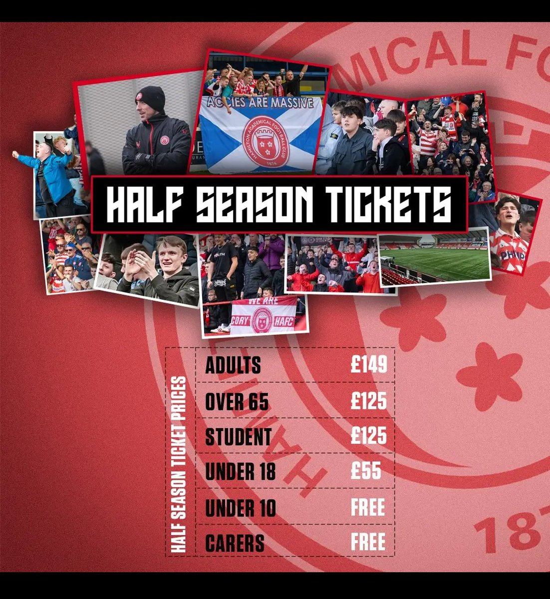 Calling ALL Accies fans. Our club and our new owner needs our support. Great half season ticket deal on offer for the 9 remaining matches at broadwood .

<a href="/ACCIESALAN/">Alan 🏴󠁧󠁢󠁳󠁣󠁴󠁿🔴⚪️</a> <a href="/theacciesfc/">Hamilton Academical FC</a> <a href="/AcciesFans/">WeAreHamilton</a> <a href="/LanLiveSport/">Lanarkshire Live Sport</a> <a href="/SouthLanCouncil/">South Lanarkshire Council</a> <a href="/PaulThomsonEK/">Paul Thomson</a>