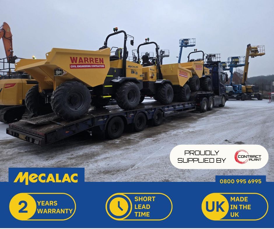 A big thank you to CL Warren for kicking off 2026 with the delivery of 6 Mecalac machines from our Wigan depot, ranging from TA6S to TA9H. 

#MECALAC #MecalacDealer #Dumpers