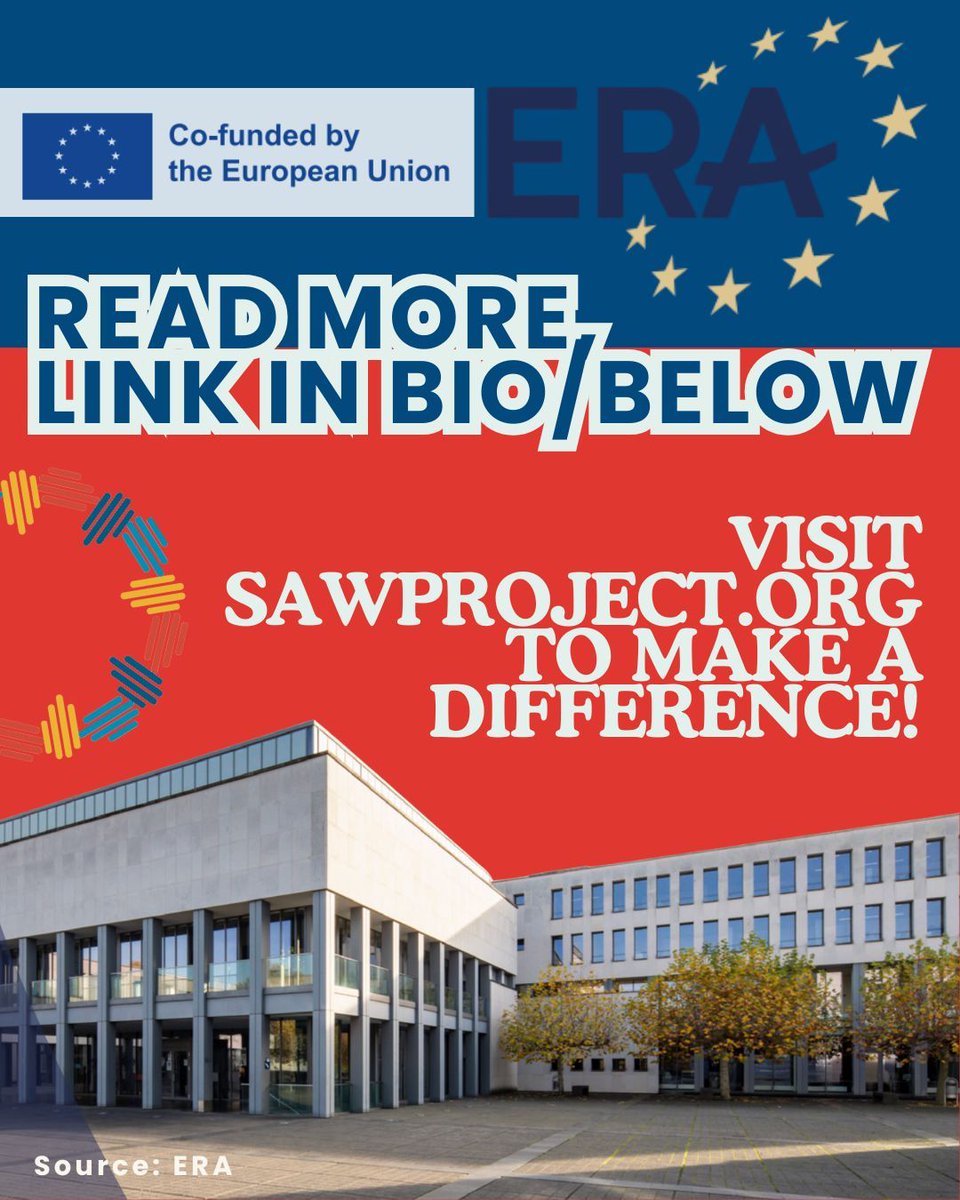 theSAWProject's tweet image. The ERA Project focuses on cross-border cooperation and the practical application of non-custodial measures. It’s a great example of structural efficiency and compassionate justice in action.

Learn more: buff.ly/DGMV05h 

#SAWProject #ERAProject #Europe