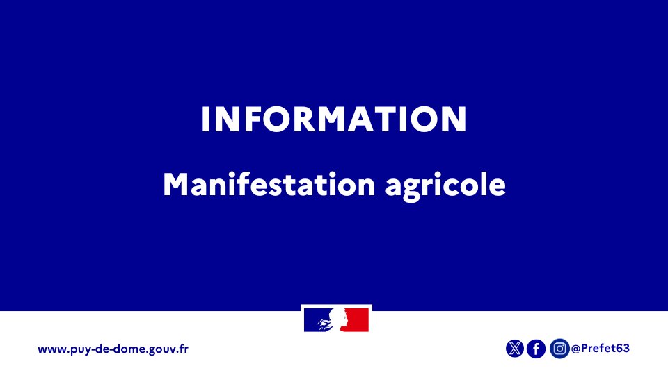 Image de Préfet du Puy-de-Dôme - 🚜#ManifestationAgricole

Une manifestation agricole est en cours.

Départ du cortège de tracteurs p