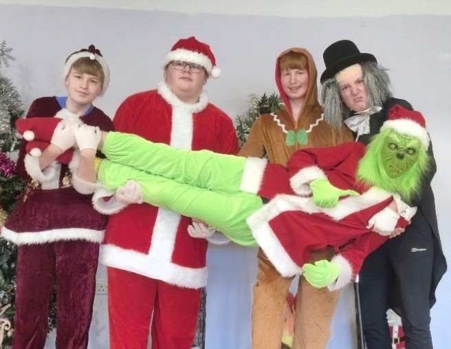 TrinityNCL's tweet photo. On the last day of term at our Sunderland site, some of our learners surprised the staff by coming into school dressed in their best Christmas costumes🎄We just had to share these with you all - everyone loved it, and it definitely got us into the festive spirit! https://t.co/QmuMoBbXat