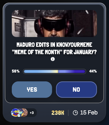 meme's tweet image. Everyone knows @knowyourmeme is the premier source of meme intel. But who can predict their picks?

New market just dropped 🍷