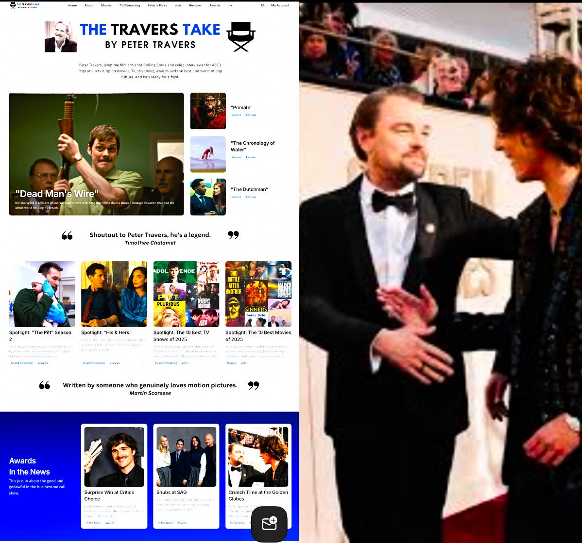 petertravers's tweet image. Awards talk is buzzing on The Travers Take as Leo takes on Timmy at Sunday’s Golden Globes, newbie director Kristen Stewart vies with legend Gus Van Sant at the multiplex and everyone who streams stays glued to Season 2 of “The Pitt.” thetraverstake.com