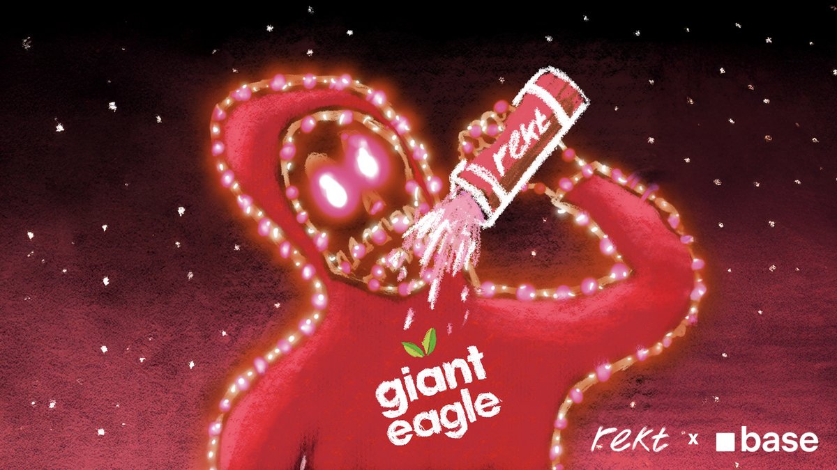 Your supermarket rewards are now onchain with Rekt x @Base.

From Jan 12th until Feb 28th, Rekt Drinks Rewards go live in-store at almost 200 <a href="/GiantEagle/">Giant Eagle, Inc.</a> locations.

🥤 Purchase a 4-pack
🎟️ Receive a coupon at checkout
📲 Claim via <a href="/base/">Base</a>app
