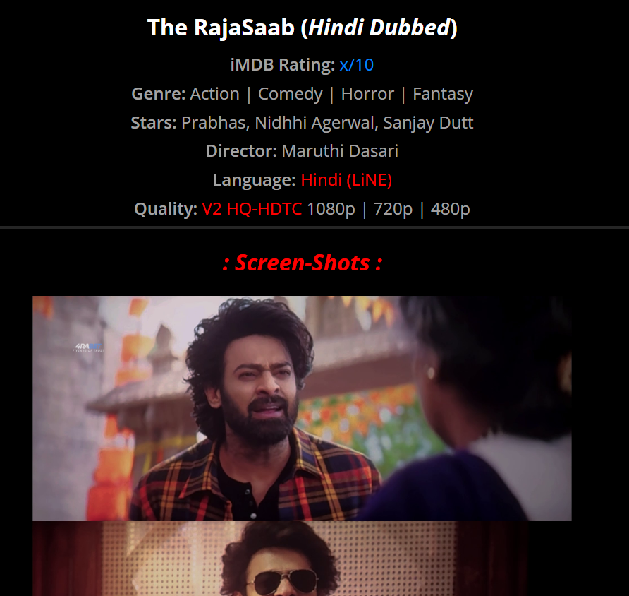 #RajaSaab movie available in HDHUB4U site , movierulz (Hindi version)  in HD version , Enjoy it at  home if u want , No need to pay for this crap in theatre👍
#DisasterRajasaab #TheRaajaSaab