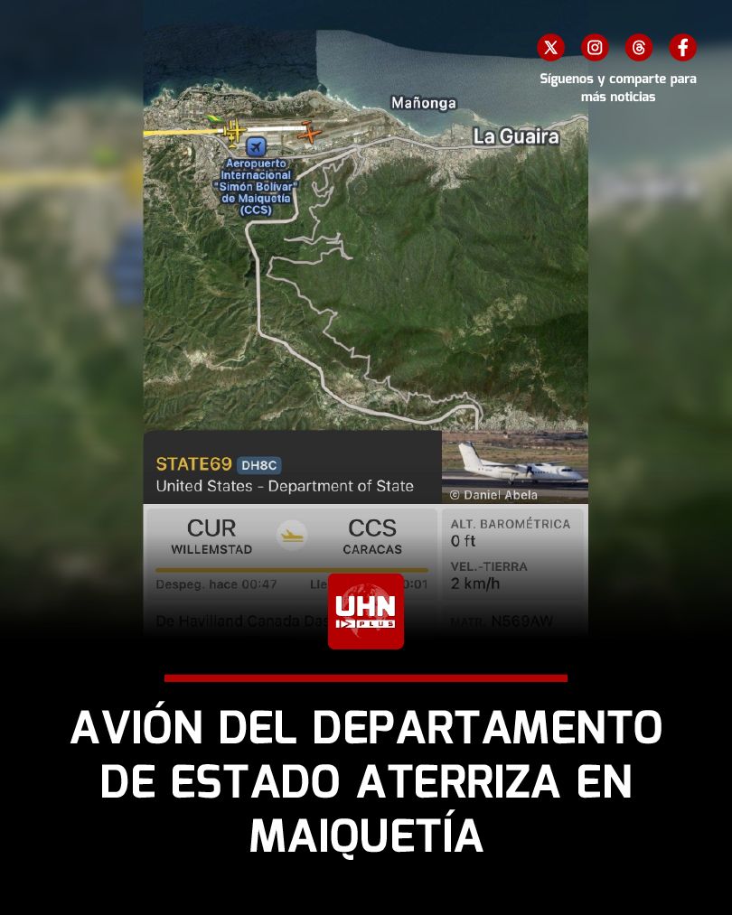🇻🇪🇺🇸‼️ | ÚLTIMA HORA — Una aeronave del Departamento de Estado de EE. UU. aterrizó en Maiquetía, principal aeropuerto internacional de Venezuela.