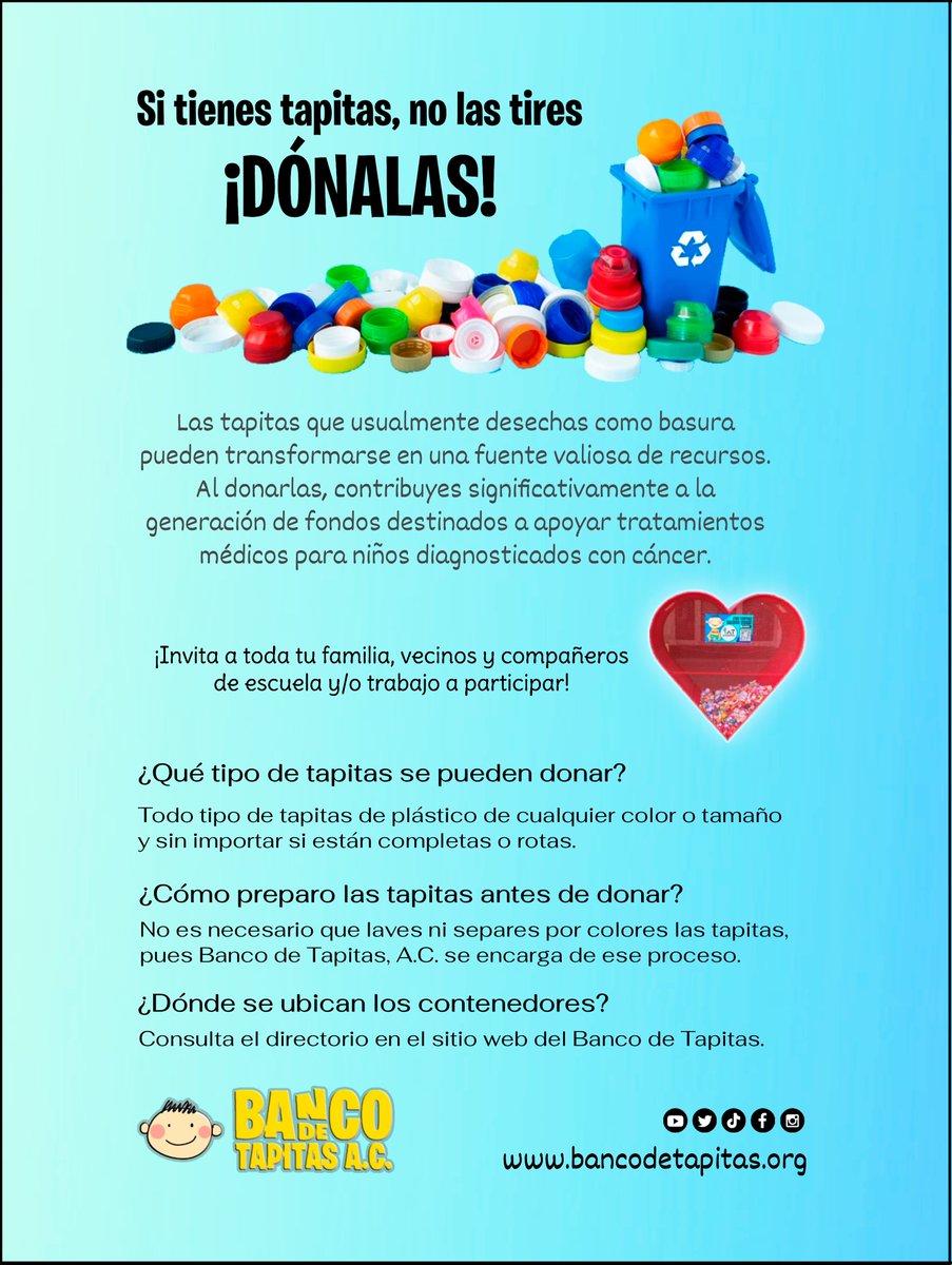 LauraUlloa_CUN's tweet photo. 2/2
Ubica aquí => https://t.co/kbfzdUo6pD el contenedor de tapitas más cercano a tu domicilio.
Pequeñas acciones ayudan a reducir residuos y a cuidar el medioambiente. Sigamos celebrando nuestras tradiciones con responsabilidad.
#PiensaVerde ♻️
#ReduceReutilizaRecicla https://t.co/ZXenpFrFy7
