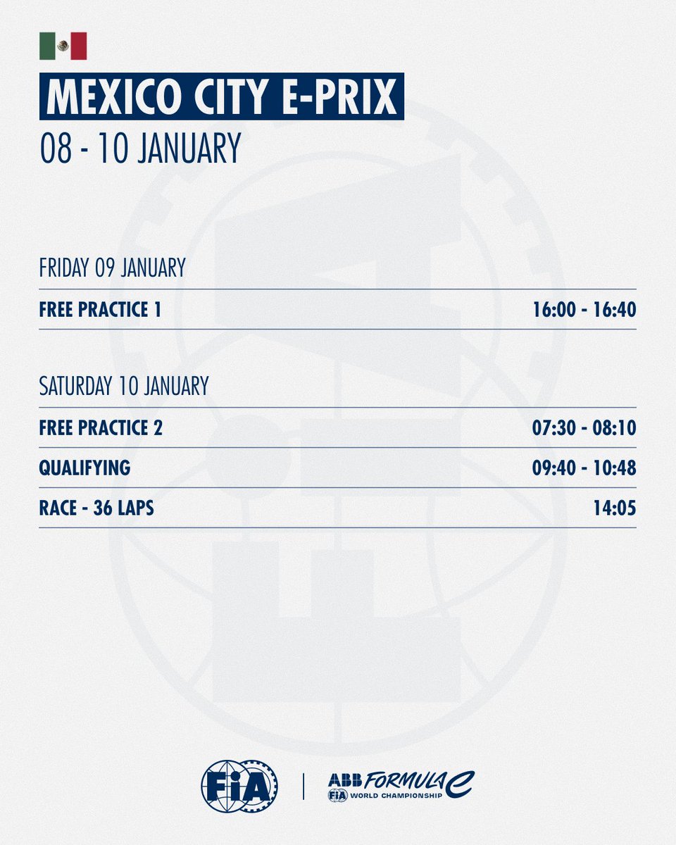 fia's tweet image. The second round of the ABB @FIAFormulaE World Championship is just around the corner in Mexico City as the Autódromo Hermanos Rodríguez hosts the #MexicoCityEPrix 🇲🇽

#FIA #FormulaE