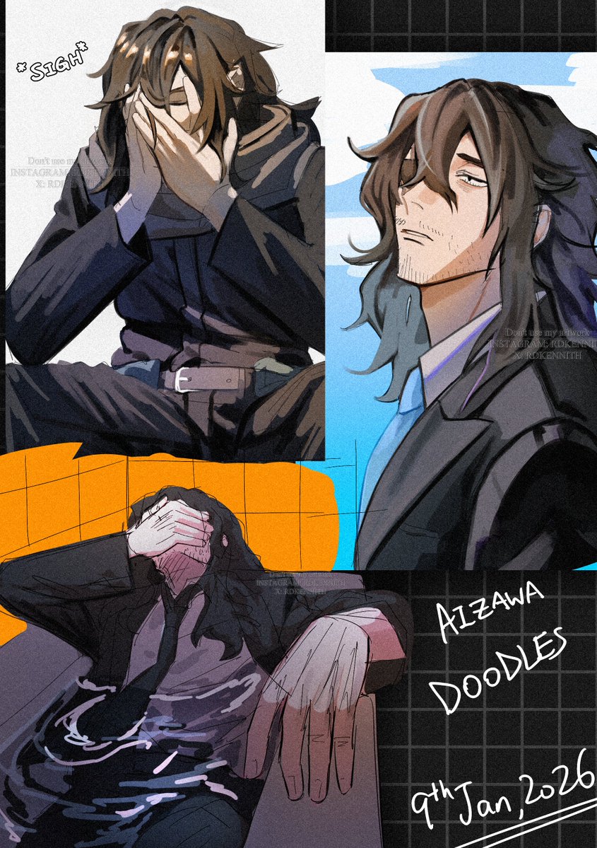 RDKennith's tweet image. doodled aizawa on stream #mha #aizawashouta