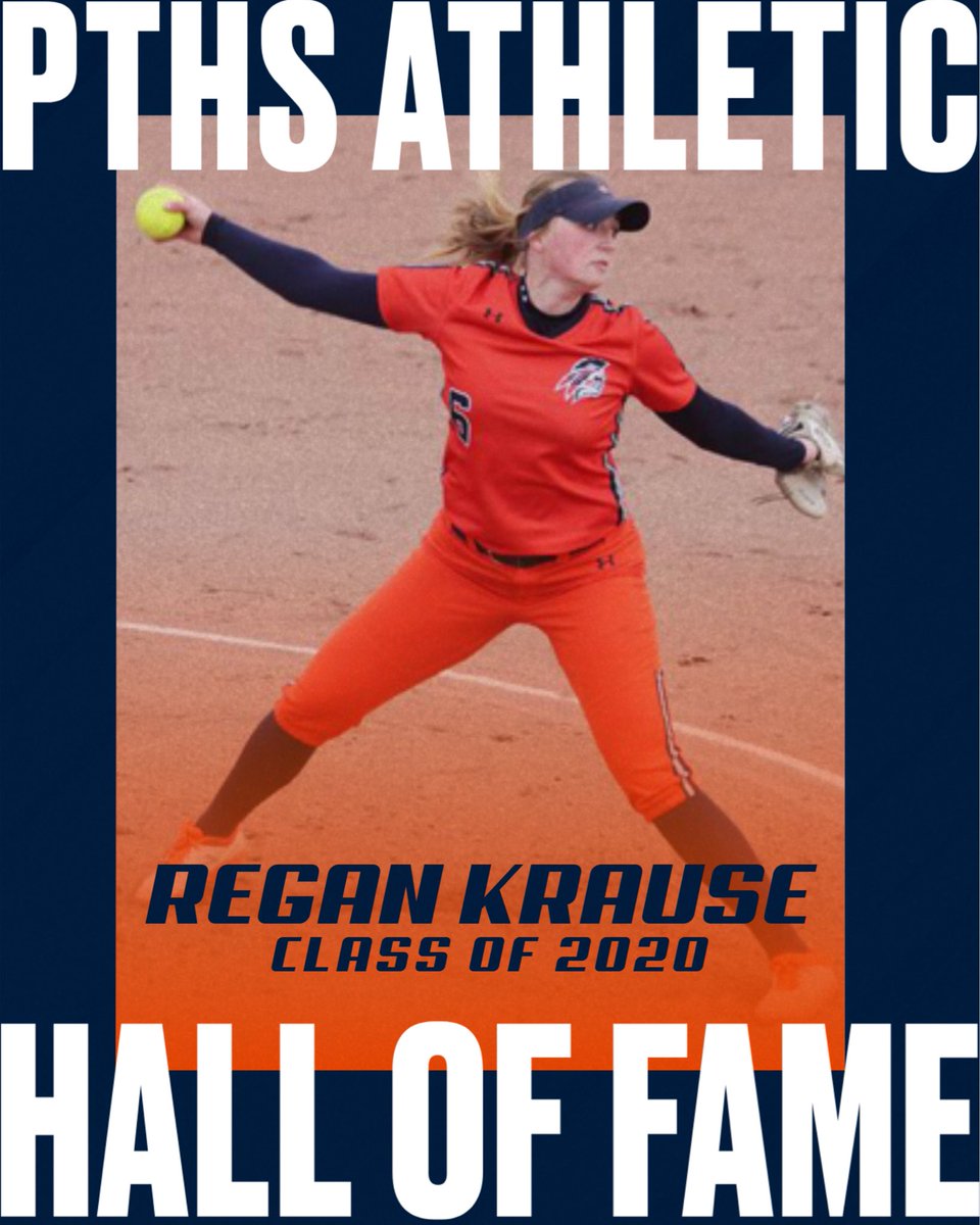 Congratulations to Regan Krause on being selected by the PTHS Athletics Hall of Fame Committee! She will be inducted into the PTHS Athletics Hall of Fame on January 23 at half time of the Varsity Boys Basketball game. Please join us then to help celebrate!!! 🧡🥎💙