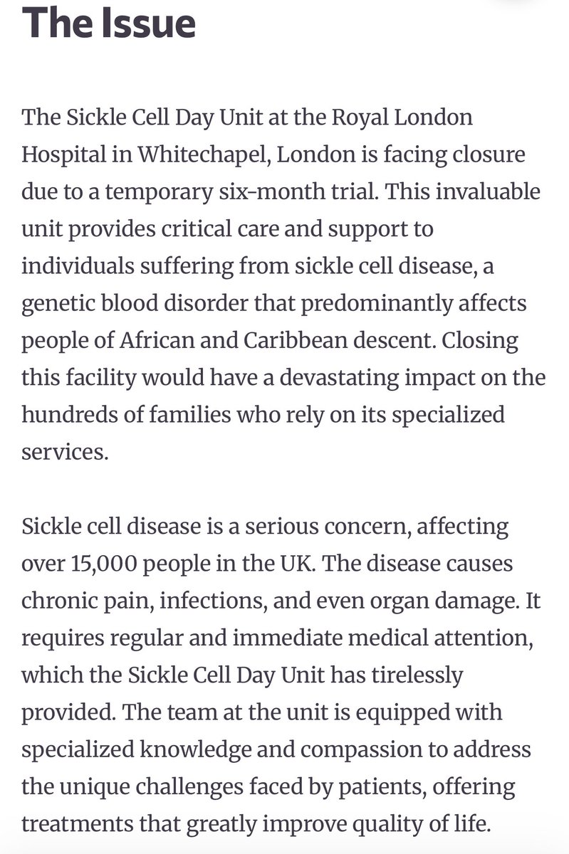 We. Can’t. Allow. This. To. Happen!

People with Sickle Cell &amp; our community cannot afford to lose ANY funding, facilities or compassion- especially with SC on the rise! Nearly 300 babies a year are born with SC!

Please retweet
Please sign the petition🙏🏾

change.org/p/prevent-clos…