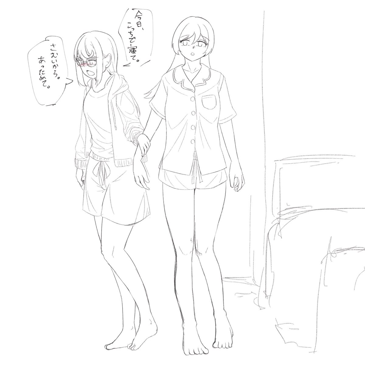 haneda_n2's tweet image. パジャマ〜〜〜長袖の方が………