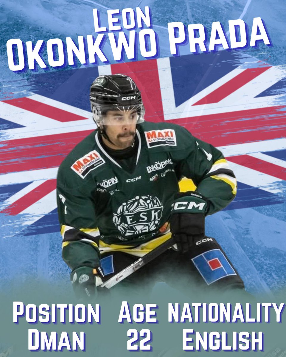 solwaysharks's tweet image. The GHK Maritime and Management consultants ltd sponsored Solway sharks are delighted to announce the signing of British defenceman Leon Okonkwo Prada who joins us from Enkopings SK in Sweden. 🇬🇧

Our new no.7 will will join the squad this weekend pending clearances!