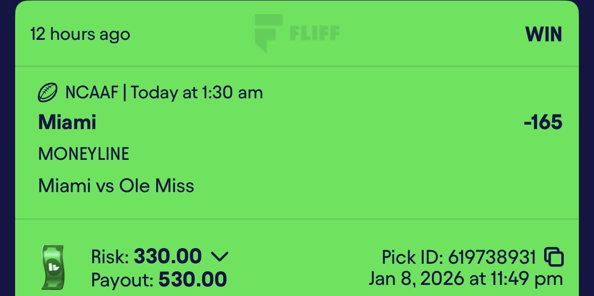 WearyPicks's tweet image. Cash Day 3 of the Ladder Challenge 🪜

Day 3: $330 —&amp;gt; $530 💰

Miami ML ✅

Do we want Day 4 tonight? 👀