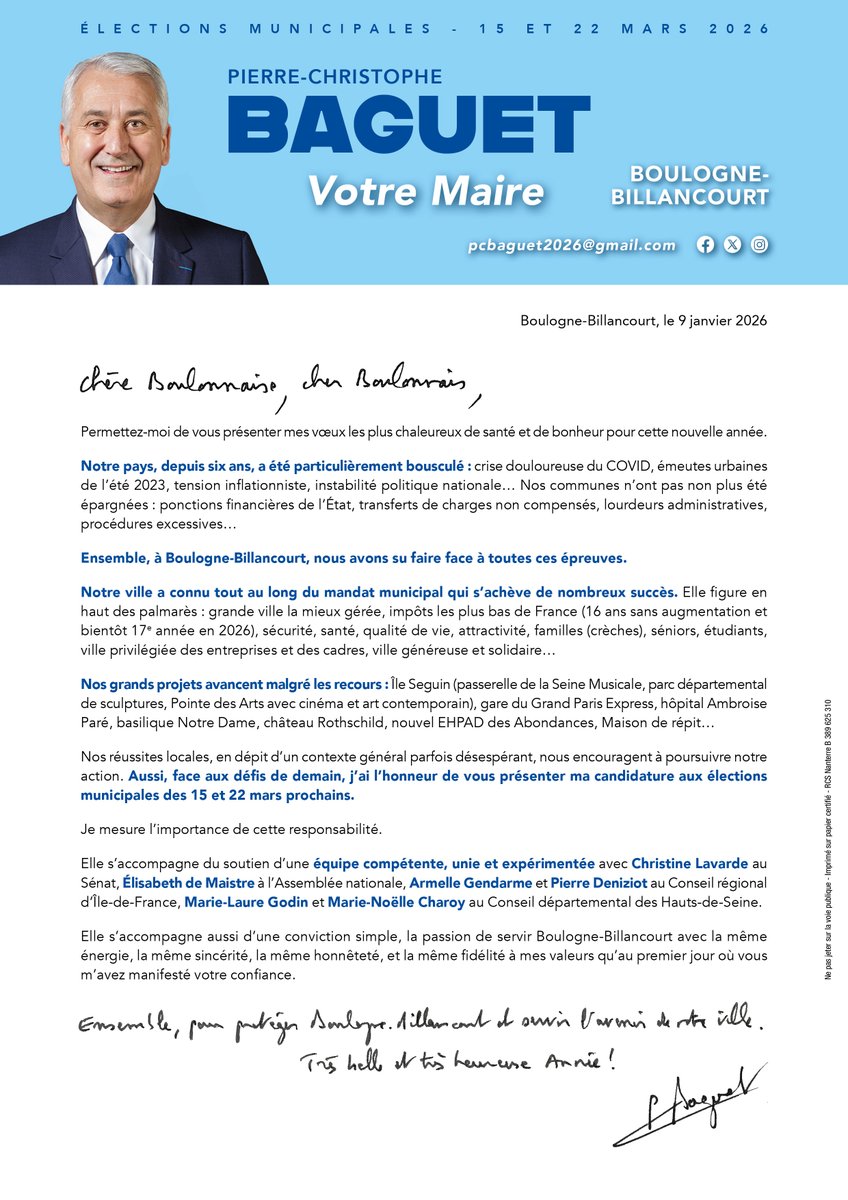 pcbaguet's tweet image. J'ai l'honneur de vous présenter ma candidature aux élections municipales des 15 et 22 mars prochains 
#BoulogneBillancourt #Municipales2026 #HautsdeSeine