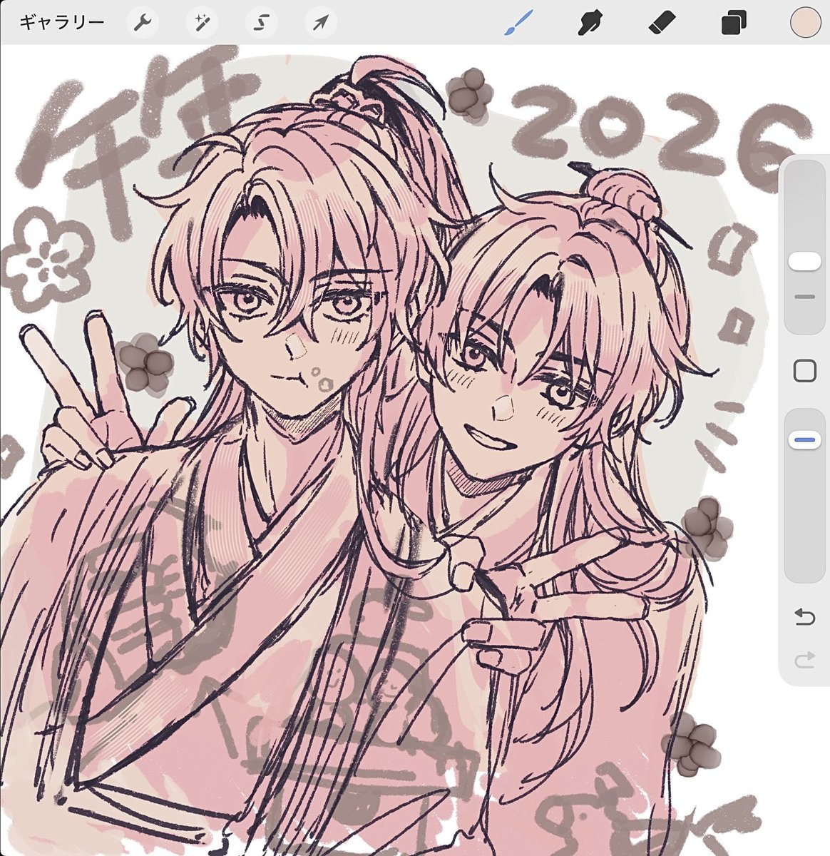 描いてる途中に正月が終わってしまって放置してる双尊…