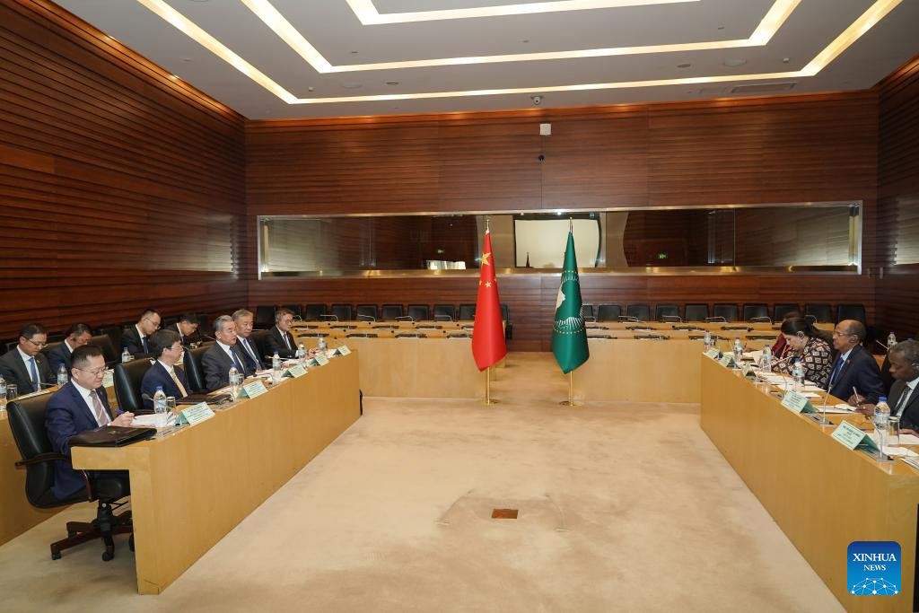 On 8 Jan. FM Wang Yi &amp; AU Commission Chairperson Mahmoud Ali Youssouf jointly presided over the 9th China-AU Strategic Dialogue at the AU headquarters. They exchanged views on China-Africa joint efforts in advancing modernization, global governance, #ZeroTariffTreatment, the