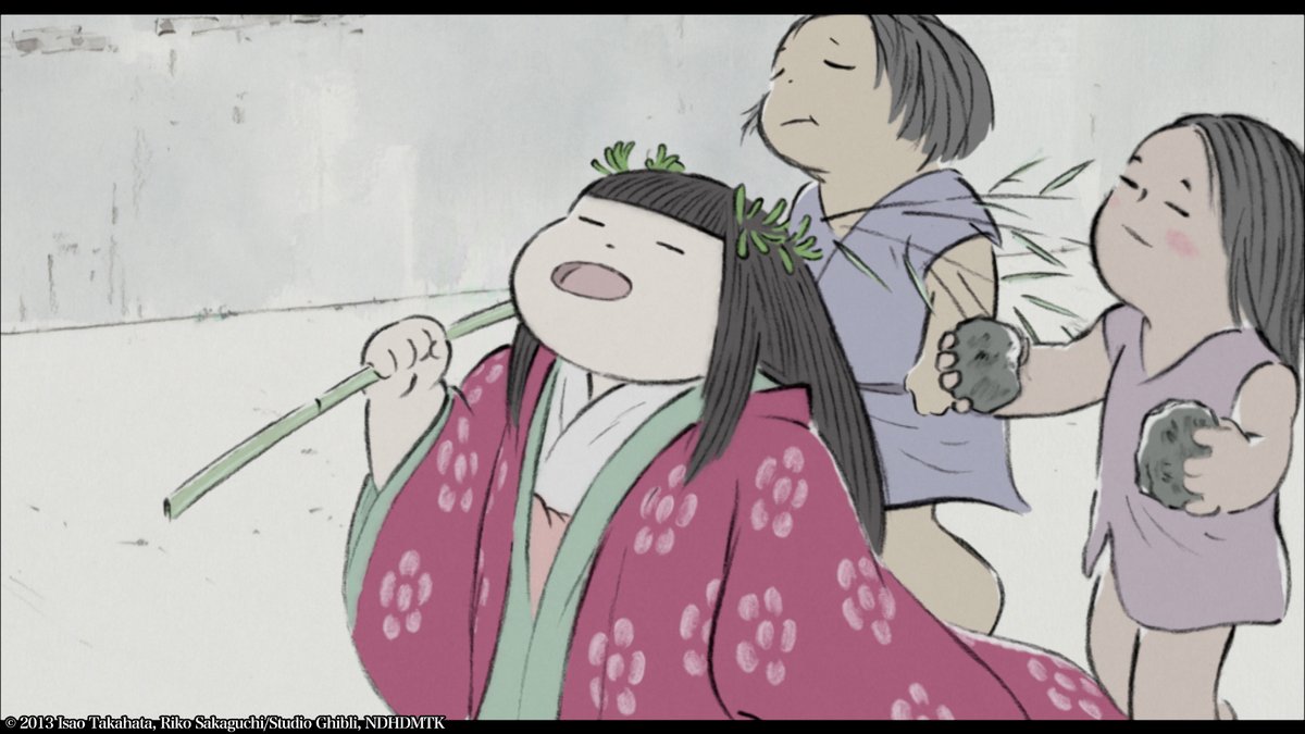 女童（めのわらわ）と子どもたちが歌う「わらべ唄」は、月から来た一行のもとへ不思議な力で招き寄せられた  #かぐや姫