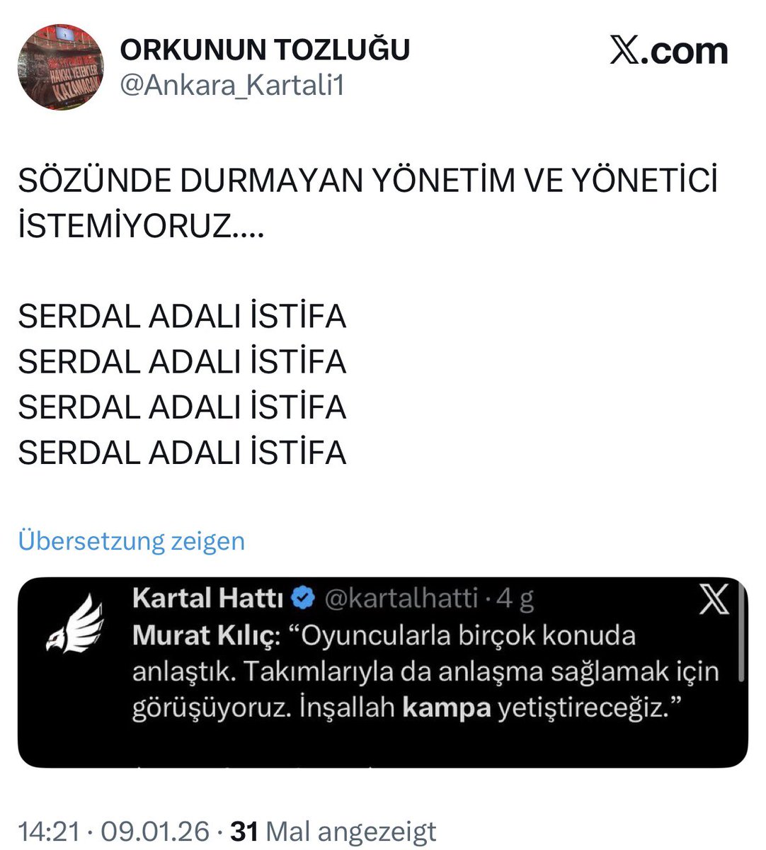 Mesela takımın başında Solskjaer olunca ve transferi Graf yönetince suçlu onlar oluyor (Adalı’nın çıkıp “zaman yetmedi dediği halde), takımın başında Sergen olunca suçlu yönetim oluyor. 😁