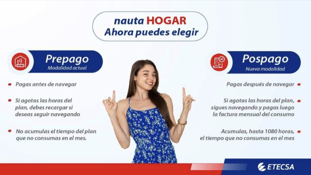 👉 Ya está disponible la modalidad pospago para #nautaHogar ! puedes elegir cómo pagar tu servicio.  
📌Te explicamos cómo funciona cada modalidad para ayudarte a seleccionar la de tu preferencia.