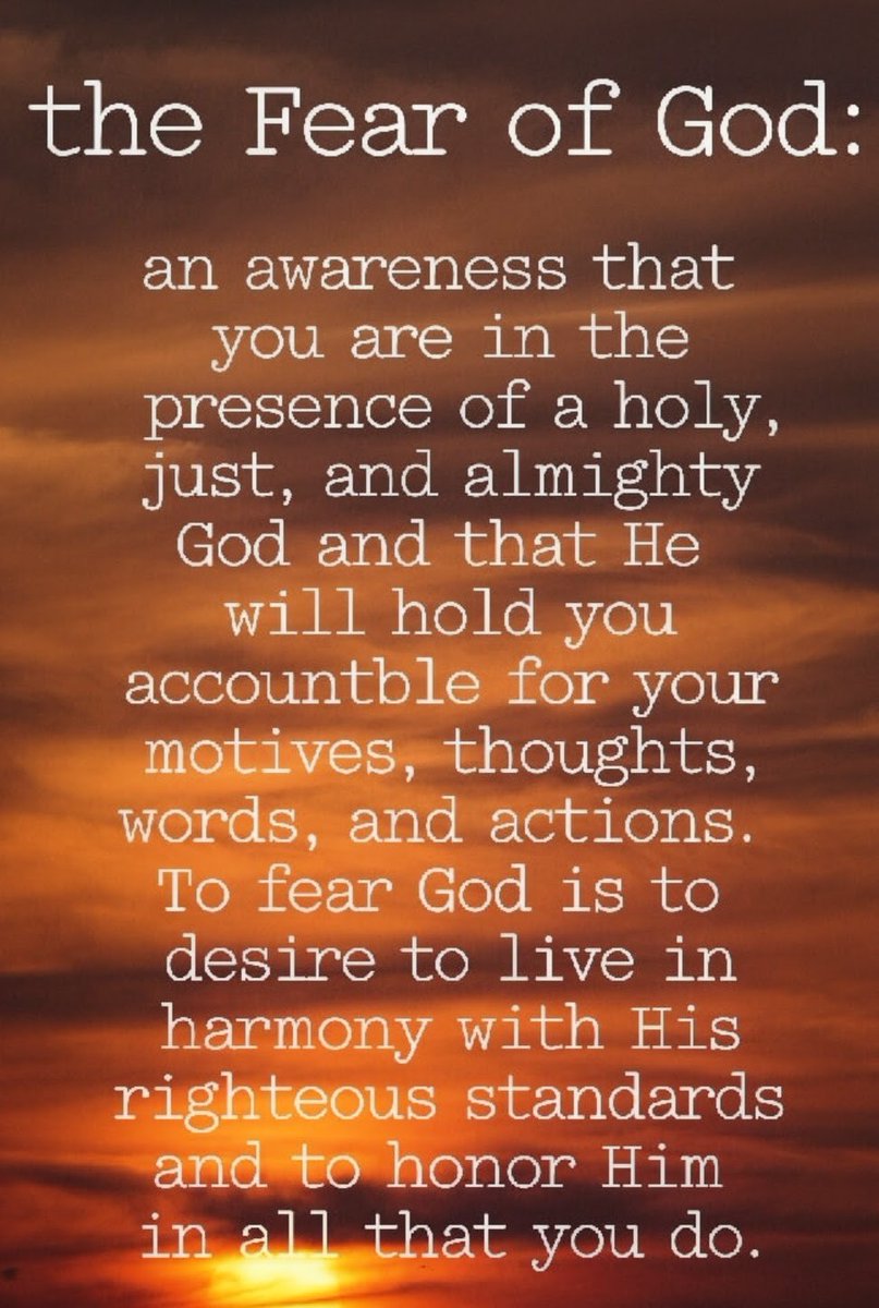 DocStowers's tweet image. "When you fear God, you fear nothing else; whereas if you do not fear God, you fear everything else." ~Oswald Chambers

The fear of the Lord is the beginning of wisdom, and knowledge of the Holy One is understanding. ~Proverbs 9:10