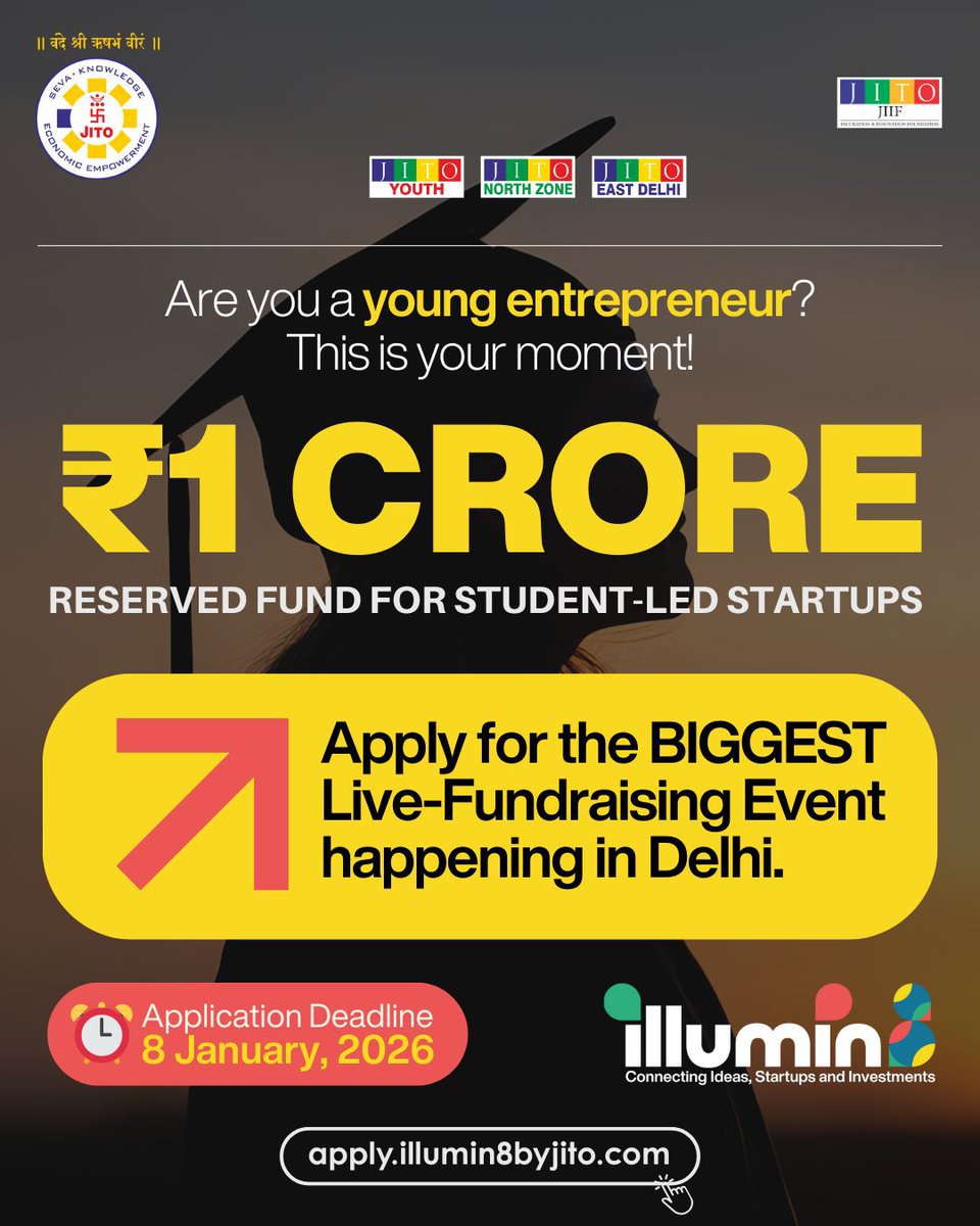 Quick reminder 👀
ILLUMIN8 applications close 20th Jan 2026.
For founders ready to scale with the right backing.
If this keeps showing up, maybe it’s not random.
Apply 👉 apply.illumin8byjito.com
#ILLUMIN8 #Founders #StartupEcosystem