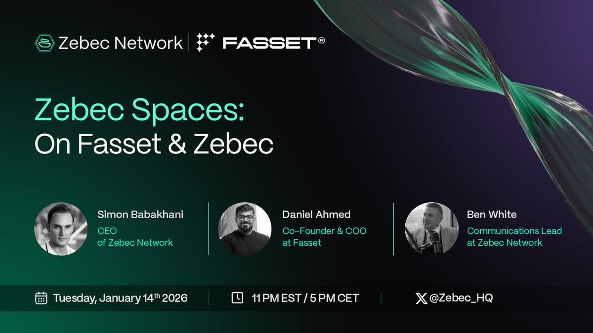 Zebec_HQ's tweet image. 🎙️ Kicking off the conversation with Daniel Ahmed, Co-founder of @Fasset_official and @own_xyz.

Join Zebec × Fasset as we discuss Cross-Border Payments &amp;amp; Onchain Neobanking in Southeast Asia, including policy, adoption, and real-world use cases.

📅 Jan 14
⏰ 11AM EST / 5PM CET…