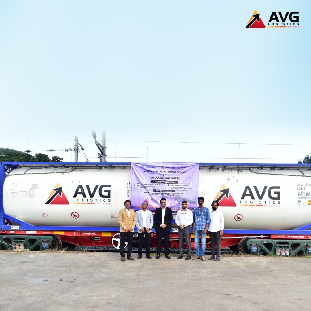 SanjayGuptaAVG's tweet photo. Proud to share a milestone for the logistics industry as #AVGLogistics, in collaboration with Central Warehousing Corporation, Southern Railway, and Chemplast Sanmar Limited, launches rail-based #LiquidLogistics #ISOTank rake-enhancing safety, efficiency, and sustainability. https://t.co/qDiZ7D04yO