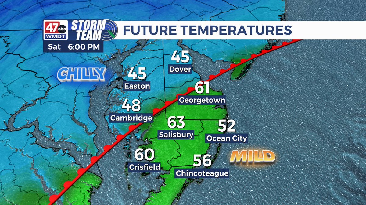 The high temperature forecast is a bit deceiving for Saturday, and quite challenging. A warm front tries lifting back north in the evening, likely stalling before pushing offshore Saturday night. Could make for a very tight temperature gradient across the peninsula!