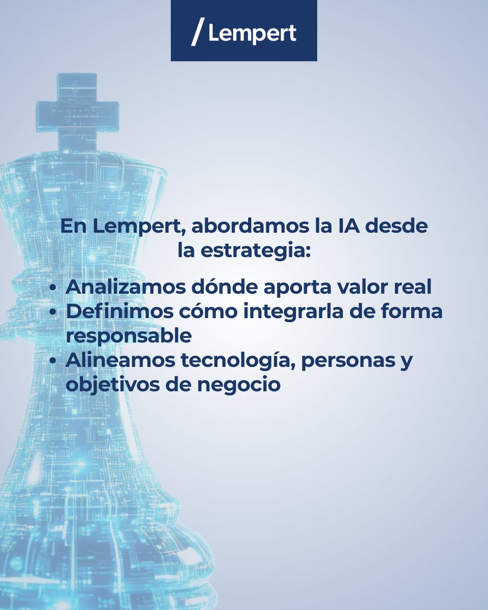 La IA no es solo tecnología.
Funciona cuando se integra a procesos, personas y objetivos de negocio.
En Lempert creemos que el diferencial está en las decisiones previas, no en la herramienta.

👉 Adopción responsable de IA
🔗 lempert.es/contactenos/
