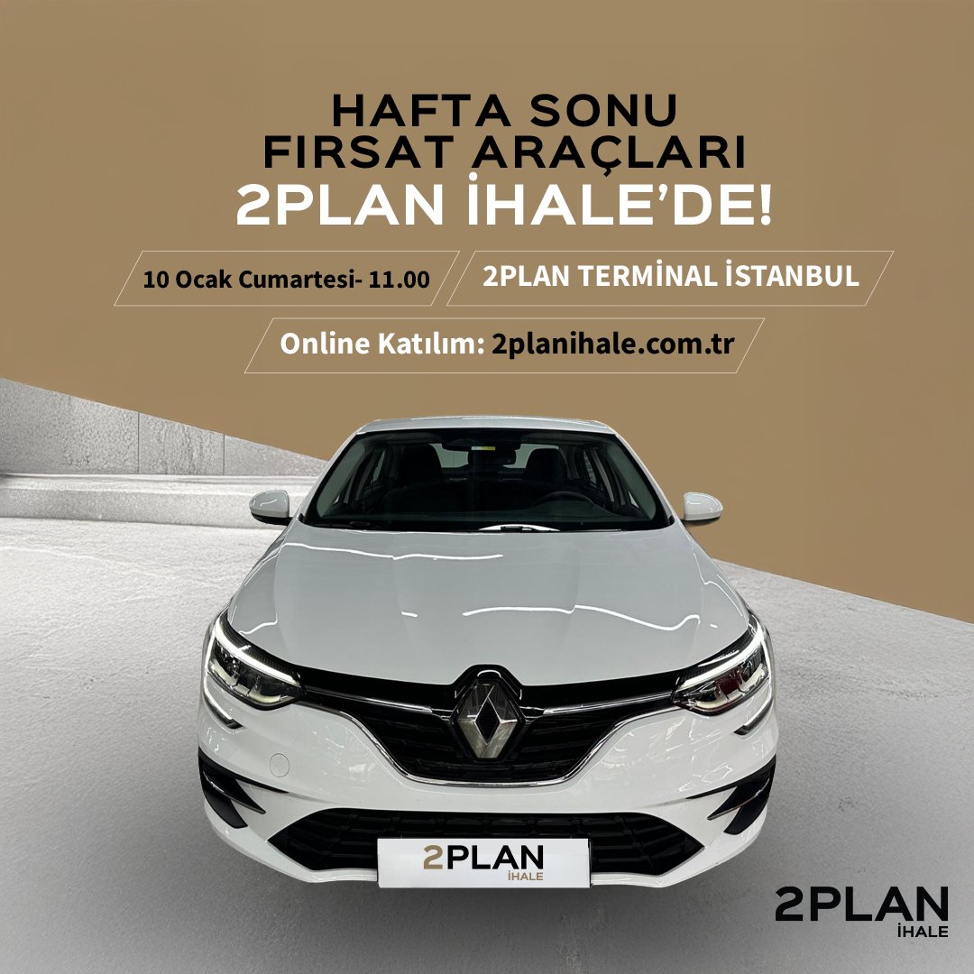 Hafta sonu fırsat araçları 2plan İhale’de! 🚗

Hafta sonuna özel olarak seçtiğimiz fırsat araçlarımız, 2plan İhale’de tekliflerinizi bekliyor. Online platformdan hemen katılın, fırsatları kaçırmayın.

🗓️: 10 Ocak 2026 Cumartesi, 11:00
💻: Online katılım: 2planihale.com.tr