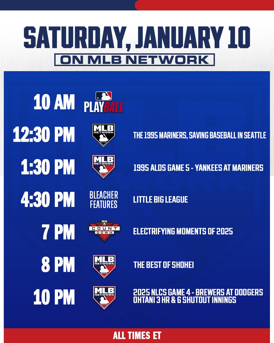 Counting down the most electrifying moments from the 2025 season at 7pm ET, followed by “The Best of Shohei” at 8pm ET!
📺 MLB Network