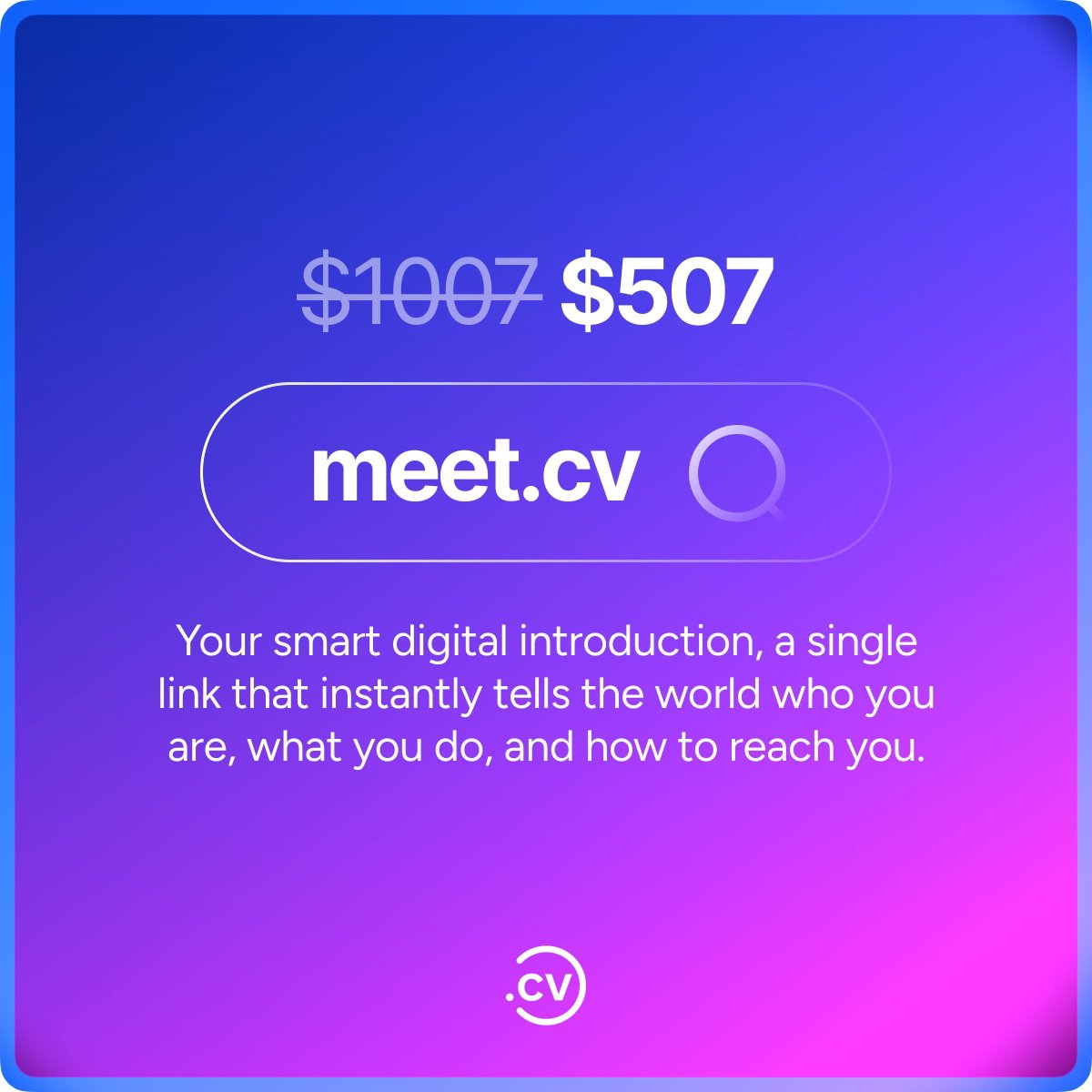 hellodotcv's tweet image. 👋✨ One link. One introduction. Make it count.

#personalbranding #digitalidentity #creators #professionals #careers