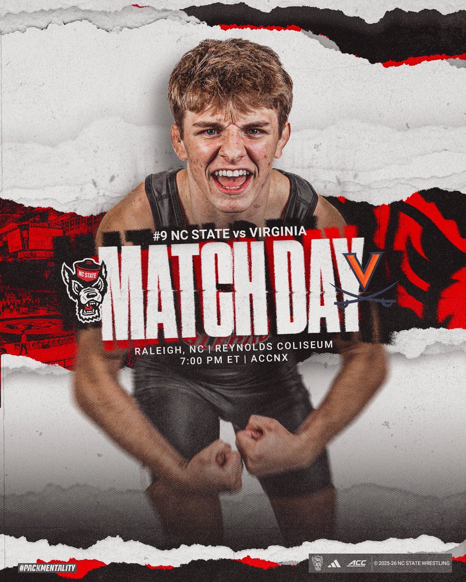 PackWrestle's tweet image. MATCH DAY

🆚 Virginia
⏰ 7 PM
📍 Raleigh, NC
🤼 Reynolds Coliseum
📺 ACCNX
🎉 Youth Night
🎟️ bit.ly/3YviUme
#PackMentality