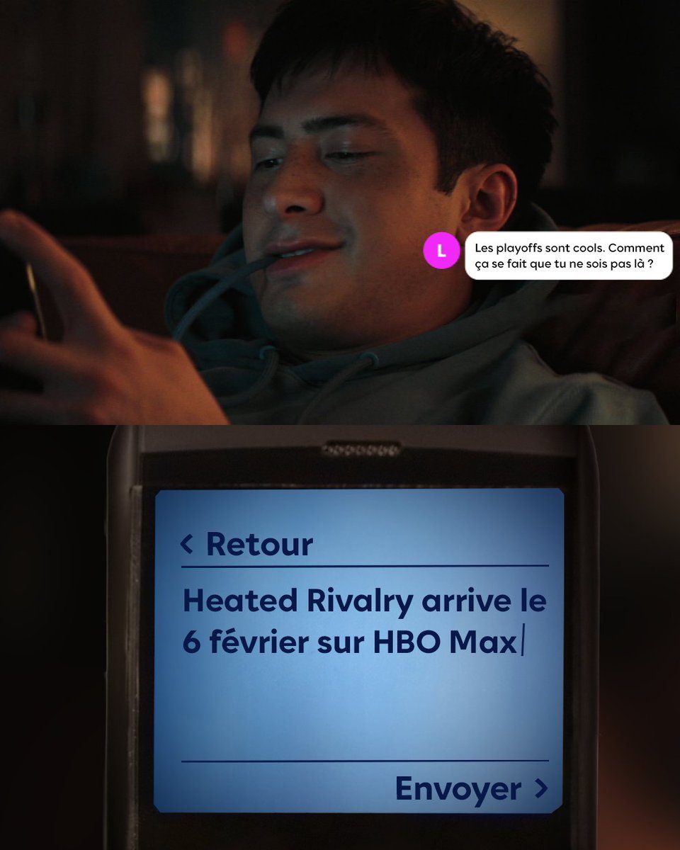 HBOMaxFR's tweet image. Deso babe, trop occupé.e à regarder Heated Rivalry à partir du 6 février sur HBO Max. 

#HeatedRivalry