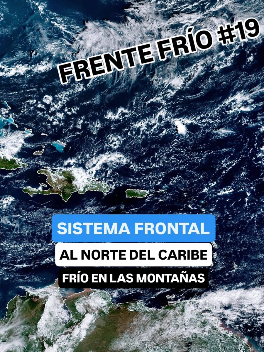🔵🔵TOMEN NOTA | Las temperaturas muy frescas permanecerán en República Dominicana durante este fin de semana debido al dominio de una masa de aire fría procedente desde el Atlántico: los vientos del noreste impulsan el aire polar hasta el país.

⚠️También una vaguada estará