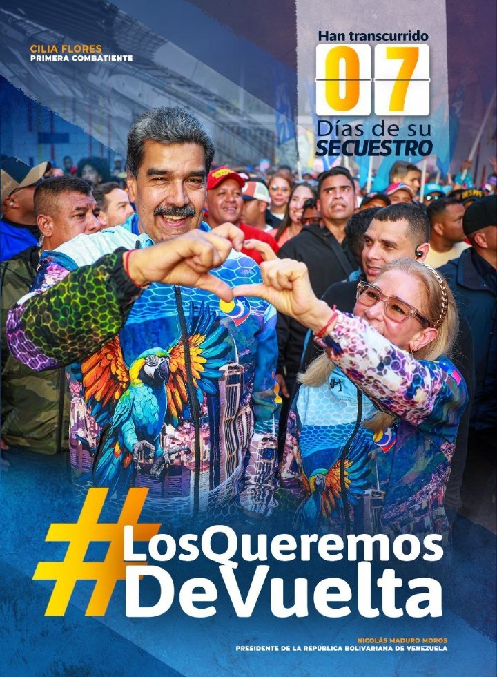 Camaradas debemos mantener la presión en esta Red Social.

Queremos que se devuelva a Nicolas y a Cilia del secuestro perpetrado por los Estados Unidos.

#LosQueremosDeVuelta  con el #PoderConstituyente #VenezuelaVencerá