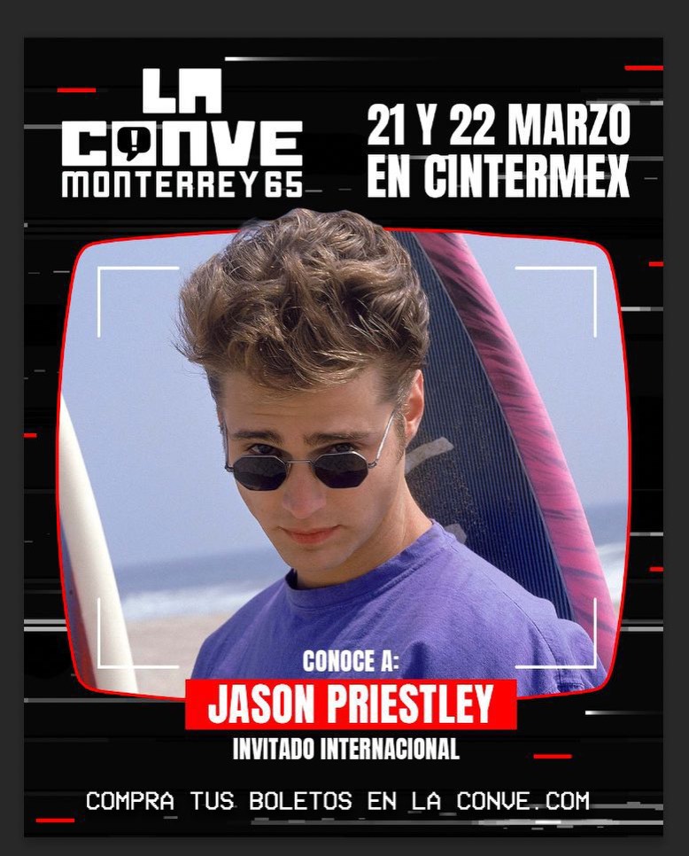 ¡WOW! 🤩 #JasonPriestley actor y director canadiense, ícono juvenil de los 90 y parte esencial de la cultura pop, llega a La Conve 65 este 21 y 22 de Marzo en Monterey.
🎟️ Boletos en ticketopolis.com