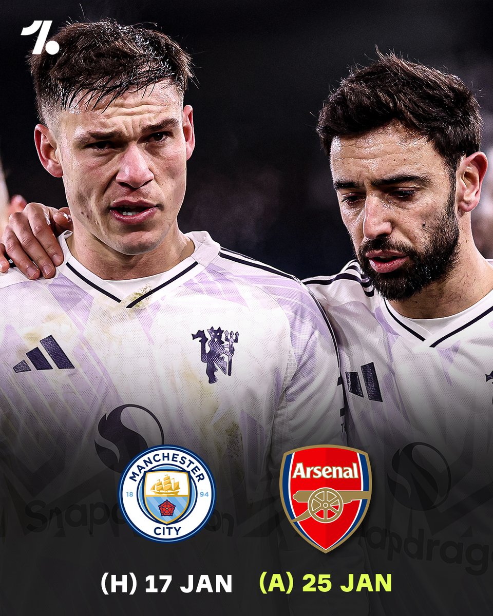 OneFootball's tweet image. Man United's next two Premier League matches... 😬

🥇 Arsenal
🥈 Man City