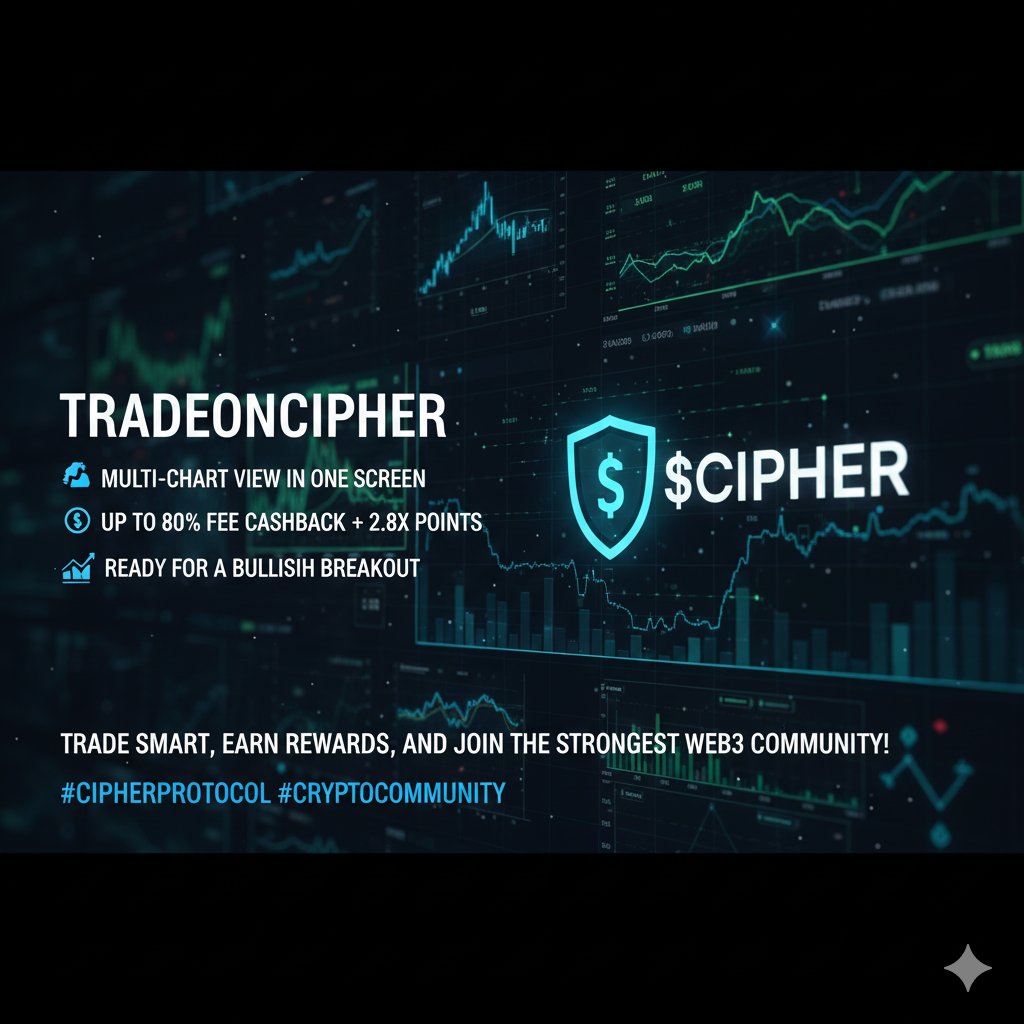 Web3Santo's tweet photo. $cipher is moving faster than any AI/Privacy project.
Check out @tradeonCipher
✔️Multi-chart view in one screen
✔️ Up to 80% fee cashback + 2.8x points
✔️ Ready for a bullish breakout.
Trade smart, earn rewards, and join the strongest Web3 community.
#CipherProtocol #CryptoCommunity